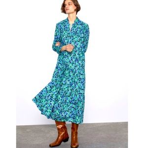 Zara green floral print dress size Large